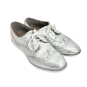 Cole Haan silver Oxford wingtip loafers